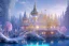 Placeholder: a magical crystal snow pink gold house palace in the woods, blue lake,sun,white swanns,pink vertical, blue lake,sharp, vines, candlelit, endor, ornate, elegant, highly detailed, artstation, concept art, smooth, sharp focus, illustration, 8k, splash art, wallpaper, key visual