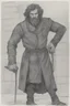 Placeholder: man, age 20, medieval, fighter, russian, croocked nose, czar, rich, simple clothes, short messy hair, thick beard, oligarch, leather coat with fur, brocade clothes, pencil drawing, black or red hair, muscles