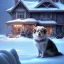 Placeholder: very sad, very scared dog tied up outside in front of a house during winter, 8k resolution, high-quality, fine-detail, intricate, digital art, detailed matte, volumetric lighting, illustration, 3D octane render, brian froud, howard lyon, selina french,