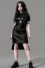 Placeholder: Billie Eilish, sitting on a chair, Black Short Dress, high detail, realistic