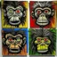 Placeholder: 4 angry monkey faces, one is blind, one is deaf, one is mute, by Jean-Michel Basquiat and Andy Warhol, acrylic painting