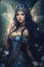 Placeholder: Midnight blue,Dark blue hair,night,dark fairy princess ,elven crown,elven ears,sparkle,glitter,lillies of the valley,gold armor,dragonflies,rapunzel hair