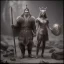 Placeholder: A viking boy and a girl, hr giger, scary, steam punk, realistic, made in octane, cinematic, ultra-realistic, extremely detailed octane rendering, 8K, VRAY Super Real ar 2:3, dof photorealistic futuristic 50mm lens hard lighting dark gray tintype photograph, realistic lighting, sepia color