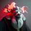 Placeholder: closeup face anthropomorphic bison sorcerer releasing a spell, relaxed, in the style of greg rutkowski cyberpunk red glowing light from inside, detailed, realistic, hight quality