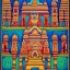 Placeholder: spiritual conscious Indian architecture with gopuram in Tibetian painting style