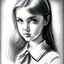 Placeholder: Beautiful school girl. Pencil sketch.