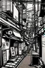 Placeholder: Tokyo alleys, greyscale, line arts