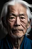 Placeholder: portrait of a japanese man with white hair and blue eyes