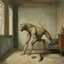 Placeholder: a chimera in a subliminal room, a chimera in a subliminal room, depicted by balthus