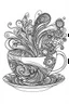 Placeholder: Outline art for coloring page, FULL PAGE EMPTY TEACUP GROOVY DESIGN, coloring page, white background, Sketch style, only use outline, clean line art, white background, no shadows, no shading, no color, clear