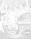 Placeholder: Coloring pages: An enchanting woodland scene with fairy houses hidden among the trees and twinkling fireflies.