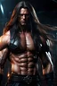 Placeholder: Muscular male enforcer with long hair. Photorealistic. 4k. Dark Fantasy