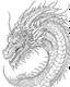 Placeholder: coloring image of dragon, line art, realistic, white background