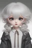 Placeholder: circle shape , puffy white hair, with big eyes, short small legs and hands,