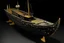 Placeholder: A black aerial ghost ship designed in ancient Egyptian hieroglyphics painted by Gustav Klimt