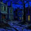 Placeholder: A dark violet abandoned district painted by Vincent van Gogh