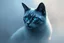 Placeholder: create a mystical Siamese cat with silvery blue and white fur, glowing blue eyes, sitting in soft fog, backlit with subtle moody light, painterly texture and dreamlike atmosphere, calm yet powerful presence --ar 3:2 --v 7 --style raw