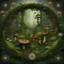 Placeholder: realistic image like a photo of mandala forest, muschrooms, ferns