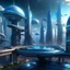 Placeholder: Create an image of a futuristic city on an alien planet, featuring advanced architecture, flying vehicles, and holographic displays."