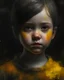 Placeholder: Child in the style of distorted portraits, dark gray and light amber, rimel neffati, sebastian errazuriz, macro perspectives, digital art wonders, primordial creatures