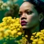 Placeholder: Rihanna as Tiana underwater with yellow flowers for hair, closed eyes, rtx, reflection, 8k, glow, winning photography, caustics