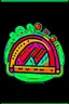 Placeholder: Craft an simplified flat image of a stylized taco, using unbroken fixed-width lines and balanced, minimalist clip art aesthetics, icon for neon sign, no shading