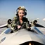 Placeholder: Miley Cyrus piloting a fighter jet