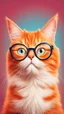 Placeholder: "Orange cat wearing glasses, looking surprised, cartoon style, colorful background"