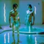 Placeholder: Justin long and his mus boyfriend are standing above thier pool showered spa heater while in tight loincloths and Nickolas is flexing there muscles while illuminated by the ambient teal glowing on the glowing marbled floor made of long flat marble slabs, the ground next to the clinical yard is in the style of primitive art. metalworking mastery, fawncore, the immaculately composed quality of this photo shows the artist was taken with provia, detailed wildlife, isaac grünewald, rustic simplicity