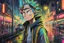 Placeholder: Morty in anime drawing style, close picture, rain, neon, intricate details, highly detailed, high details, detailed portrait, masterpiece,ultra detailed, ultra quality