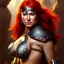 Placeholder: ultra detailed portrait of beautiful Red Sonja ,wearing plate armor, extremely detailed digital painting, in the style of Earl Norem and fenghua zhong and ruan jia and jeremy lipking and peter mohrbacher, mystical colors, rim light, beautiful lighting, 8 k, stunning scene, raytracing, octane, trending on artstation