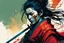 Placeholder: create an imaginative print illustration of an ethereal, otherworldly gaunt and withered ancient female ronin samurai vampire , in the comic book art style of Bill Sienkiewicz, Mike Mignola, and Jean Giraud Moebius, with highly detailed feminine facial features, styled after Sekiro