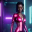 Placeholder: young rihanna, blade runner style, middle short hair, rain, fog, neon ambient, gradient color, clean skin, circuits, latex coat, cyber punk, neon, tubes, portrait, studio photo, unreal engine 5, smooth color, 16 bit, god lights, ray tracing, RTX, lumen lighting, ultra deatail, volumetric lighting, 3d, finely drawn, hd.