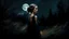Placeholder: muscular stunning tall russian woman 30yo with bob hair at night under a full moon by a woods :: dark mysterious esoteric atmosphere :: digital matt painting with rough paint strokes by Jeremy Mann + Carne Griffiths + Leonid Afremov, black canvas, dramatic shading