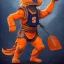 Placeholder: Otto the orange syracuse mascot as a fierce warrior in full navy blue and orange battle armor, a highly detailed illustration, background of Inka jungle, realistic render, 8 k, micro detail, intricate, elegant, centered, digital painting, Artstation, smooth, sharp focus, illustration, artgerm, tomasz alen kopera, peter mohrbacher, donato giancola, joseph christian leyendecker, wlop, boris vallejo