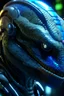 Placeholder: close-up portrait of a lizard with cybernetic enhancements, wearing a futuristic neural interface helmet, glowing LED implants on face, cyberpunk aesthetics, highly detailed, cinematic lighting, soft shadows, emotional expression, realistic textures, 8k, HDR
