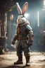 Placeholder: portrait of fast viking rabbit with helmet & boots in fallout 4 setting, bokeh, downlight, prize winning, depth of field, in the style of ivo caprino