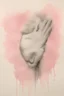 Placeholder: Objectivity is a myth of the grasping mind and exists only in the open heart; ink wash with powder pink splatters