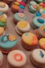 Placeholder: Mercury, Venus earth, Mars, Jupiter, Saturn, Uranus, Neptune made of macarons, candies and biscuits