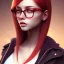 Placeholder: girl, glasses, red hair, very detailed