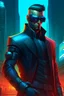Placeholder: cyberpunk retro futuristic corporate man