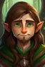 Placeholder: jugendlicher, männlicher Gnom, langes braunes Haar, auffällig dicke Nase, grüne Augen Druide, keine Mütze, leichter Bart