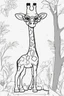 Placeholder: Outline art for cute coloring pages with giraffe with glasses, full body, white background, sketch style, only use outline, clean line art, no shadows and clear and well outlined.