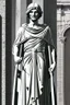 Placeholder: Architecture of ancient Rome of the II century AD Statues of ancient Roman gods contour reconstruction. The drawing is linear, in the style of vector graphics, black and white. High image quality in 8K