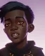 Placeholder: Portrait of a gorgeous black skinned toddler warlock boy with dark hair by Jim Kay