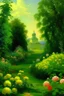 Placeholder: A lime green garden with beautiful flowers painted by Ivan Aivazovsky