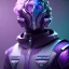 Placeholder: purple galaxy masked villain, futuristic, teal and purple smoke, full portrait, hyper realistic, 4k