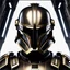 Placeholder: star wars bald male corellian pilot wearing pearlescent black and gunmetal grey First Order special forces heavy assault armor and helmet with gold trim inside the jedi temple, centered portrait, hyperdetailed, dynamic lighting, hyperdetailed background, 8k resolution, volumetric lighting, light skin, fully symmetric details