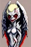 Placeholder: White albino Reptile angel, red eyes, scary, barf art, highly detailed pixel art,