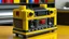 Placeholder: ghetto blaster made of lego bricks, woofers and tweeters. Not very tall, but slightly long